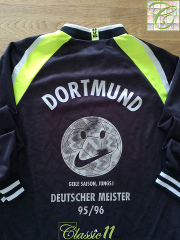 1995/96 Borussia Dortmund Away 'Deutscher Meister' Long Sleeve Football Shirt