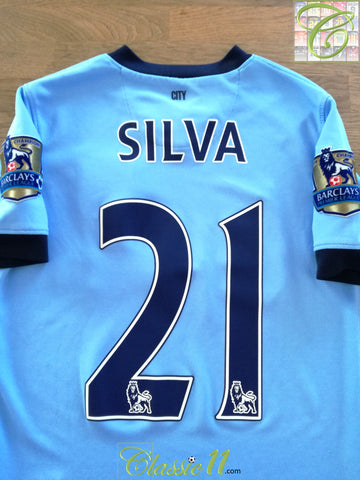 2014/15 Man City Home Premier League Football Shirt Silva #21