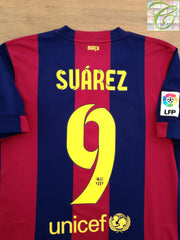 2014/15 Barcelona Home La Liga Football Shirt Suárez #9