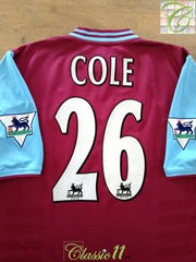 2001/02 West Ham Home Premier League Football Shirt Cole #26