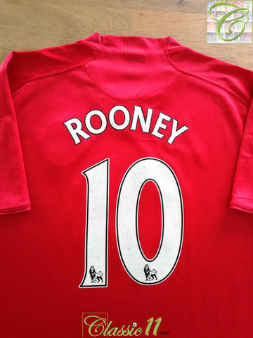 2007/08 Man Utd Home Premier League Football Shirt Rooney #10