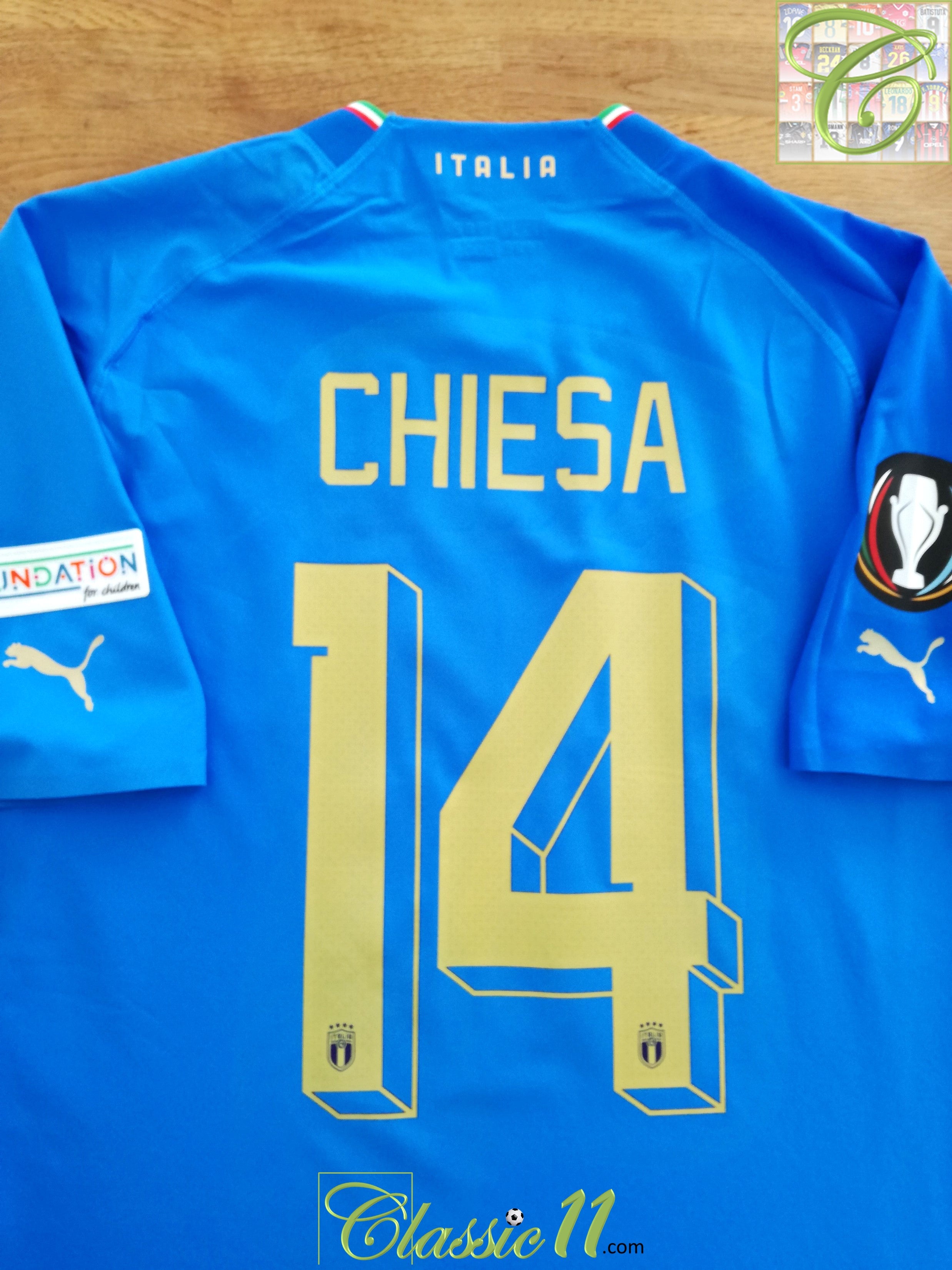 2022 Italy Home Finalissima Football Shirt Chiesa #14