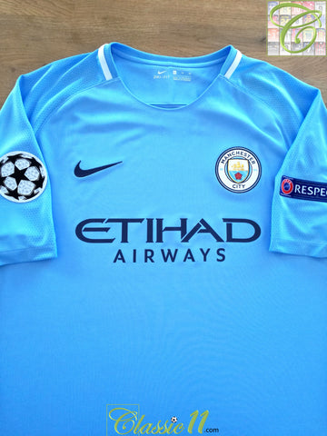 2017/18 Man City Home Champions League Football Shirt