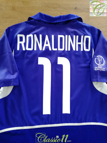 2002 Brazil Away World Cup Football Shirt Ronaldinho #11