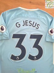 2017/18 Man City Home Premier League Football Shirt G Jesus #33