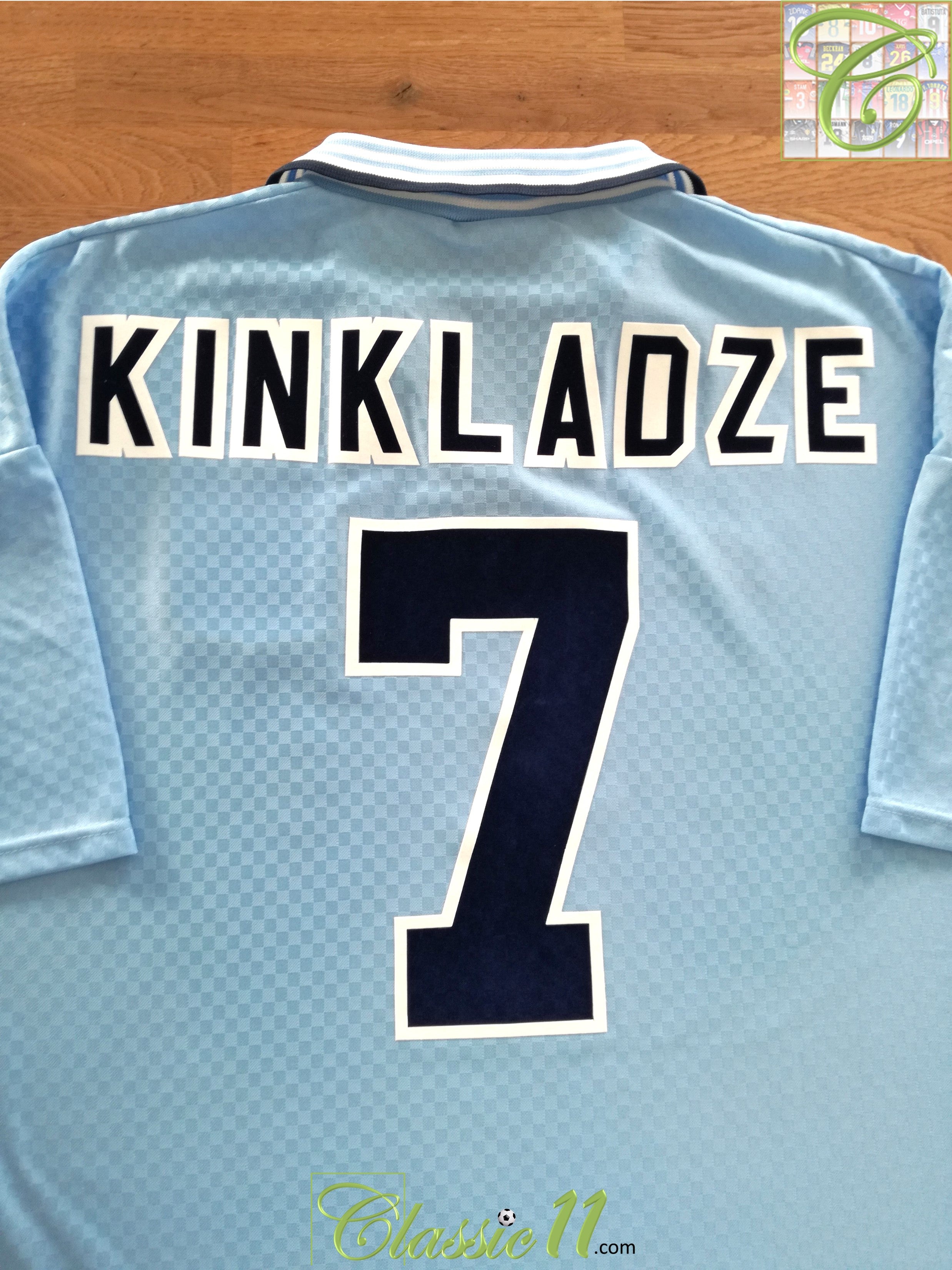 1995/96 Man City Home Football Shirt Kinkladze #7