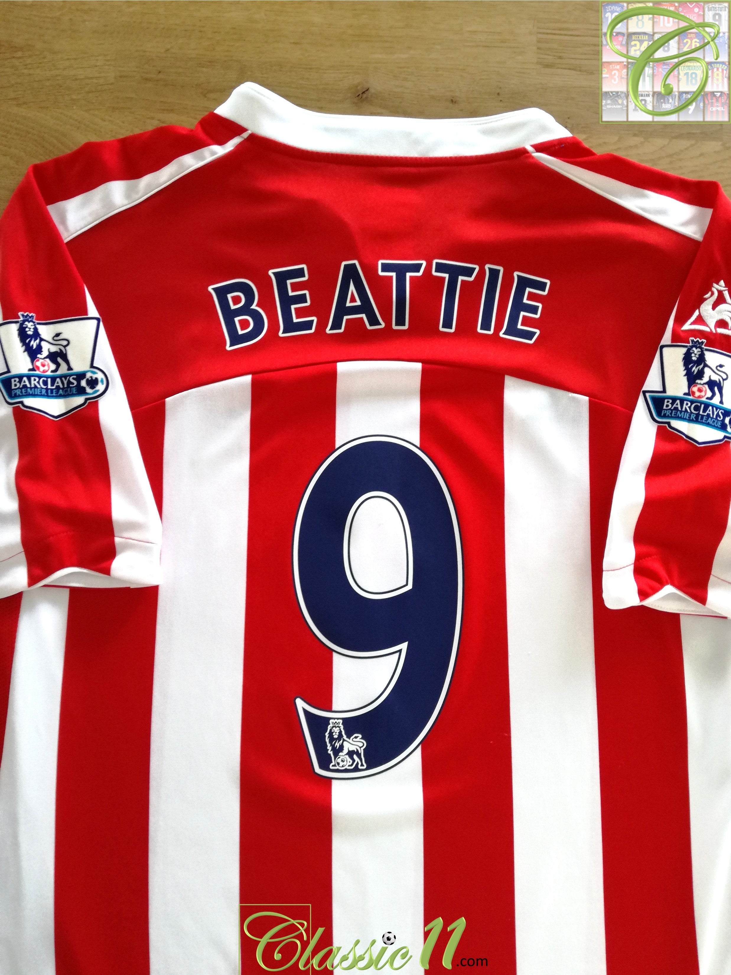 2009/10 Stoke City Home Premier League Football Shirt Beattie #9