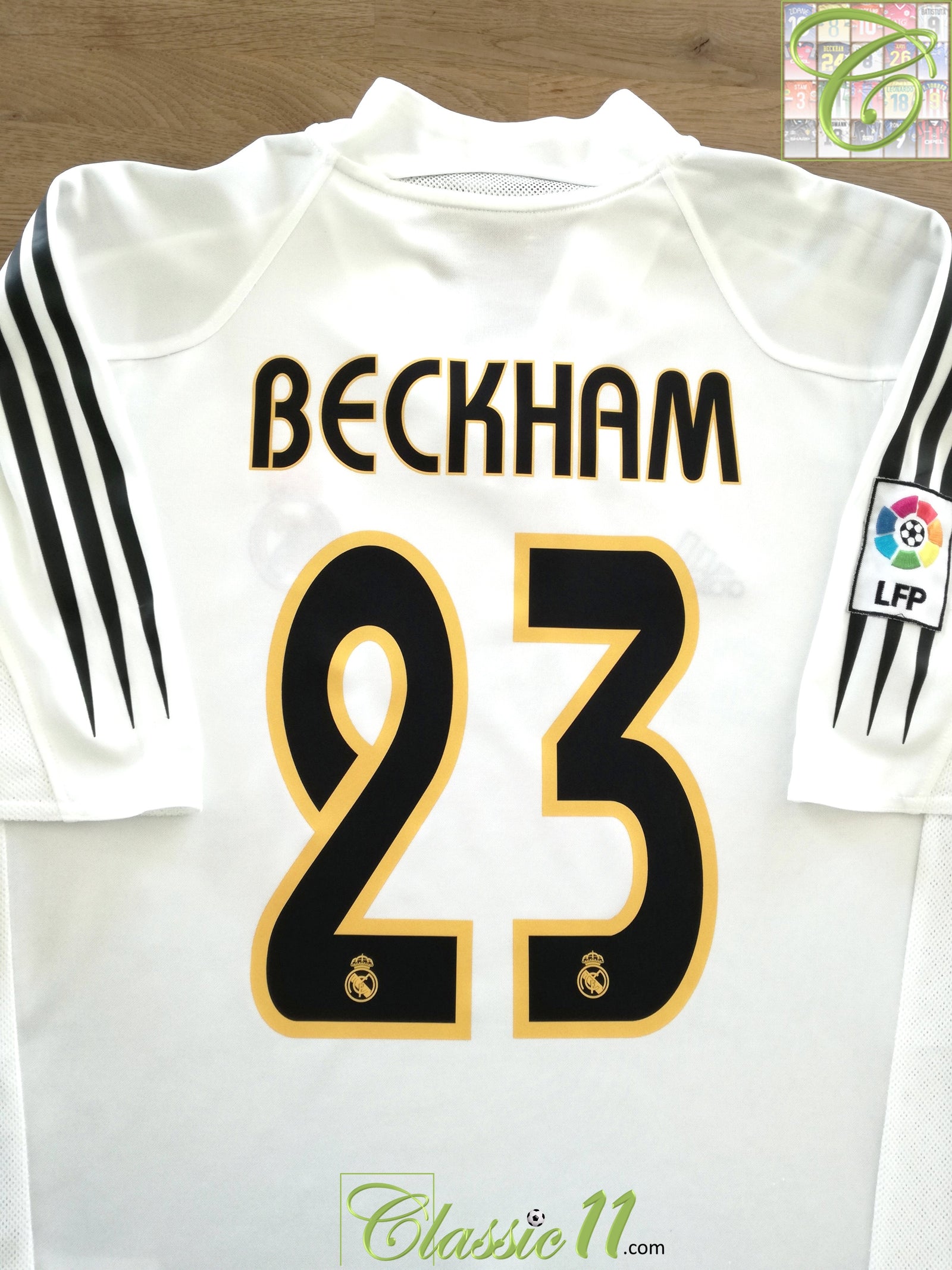 2004/05 Real Madrid Home La Liga Football Shirt Beckham #23