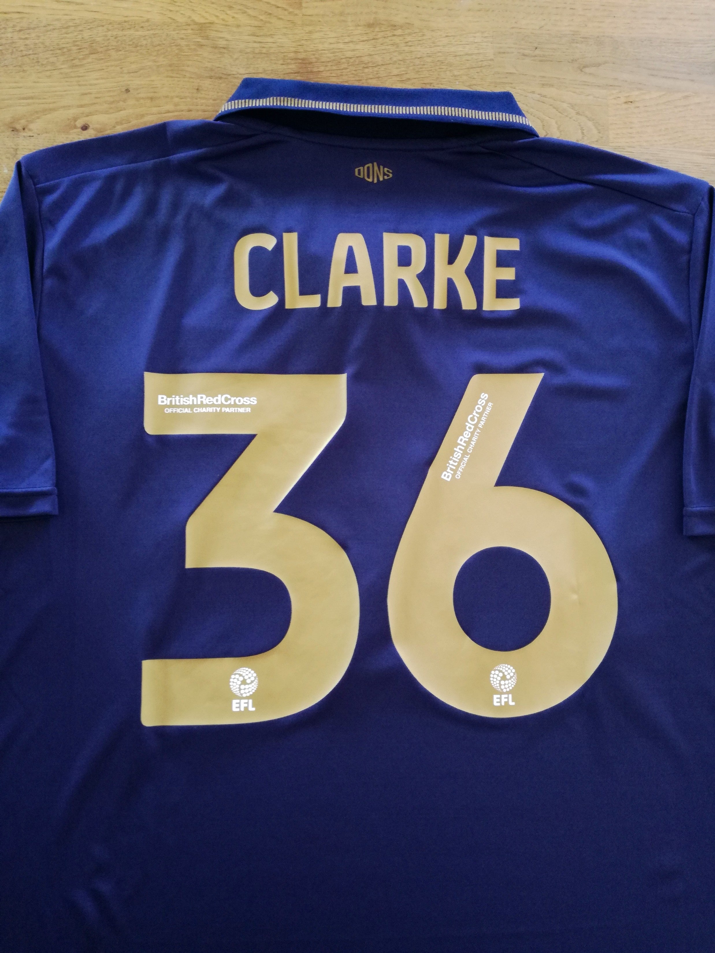 2023/24 AFC Wimbledon 3rd Football League Shirt Clarke #36