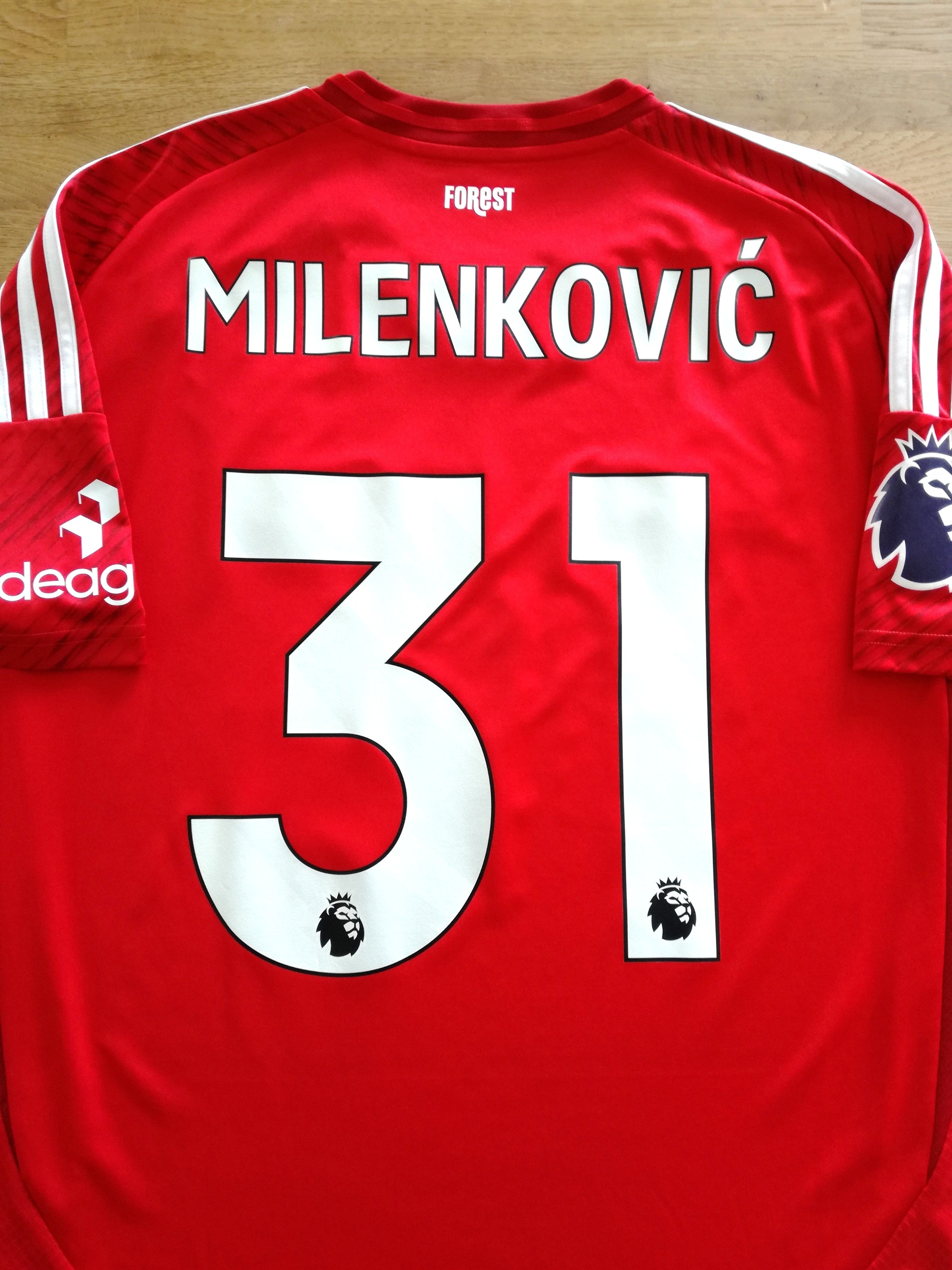 2024/25 Nottingham Forest Home Premier League Football Shirt Milenković #31