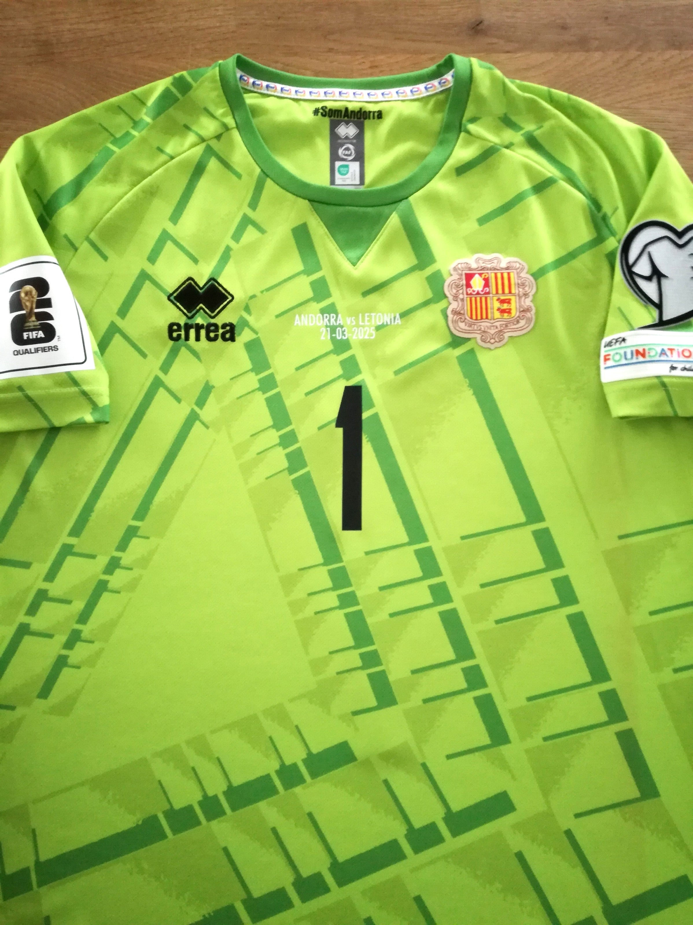 2025 Andorra GK World Cup Qualifier (vs Latvia) Match Worn Football Shirt J.Gomes #1