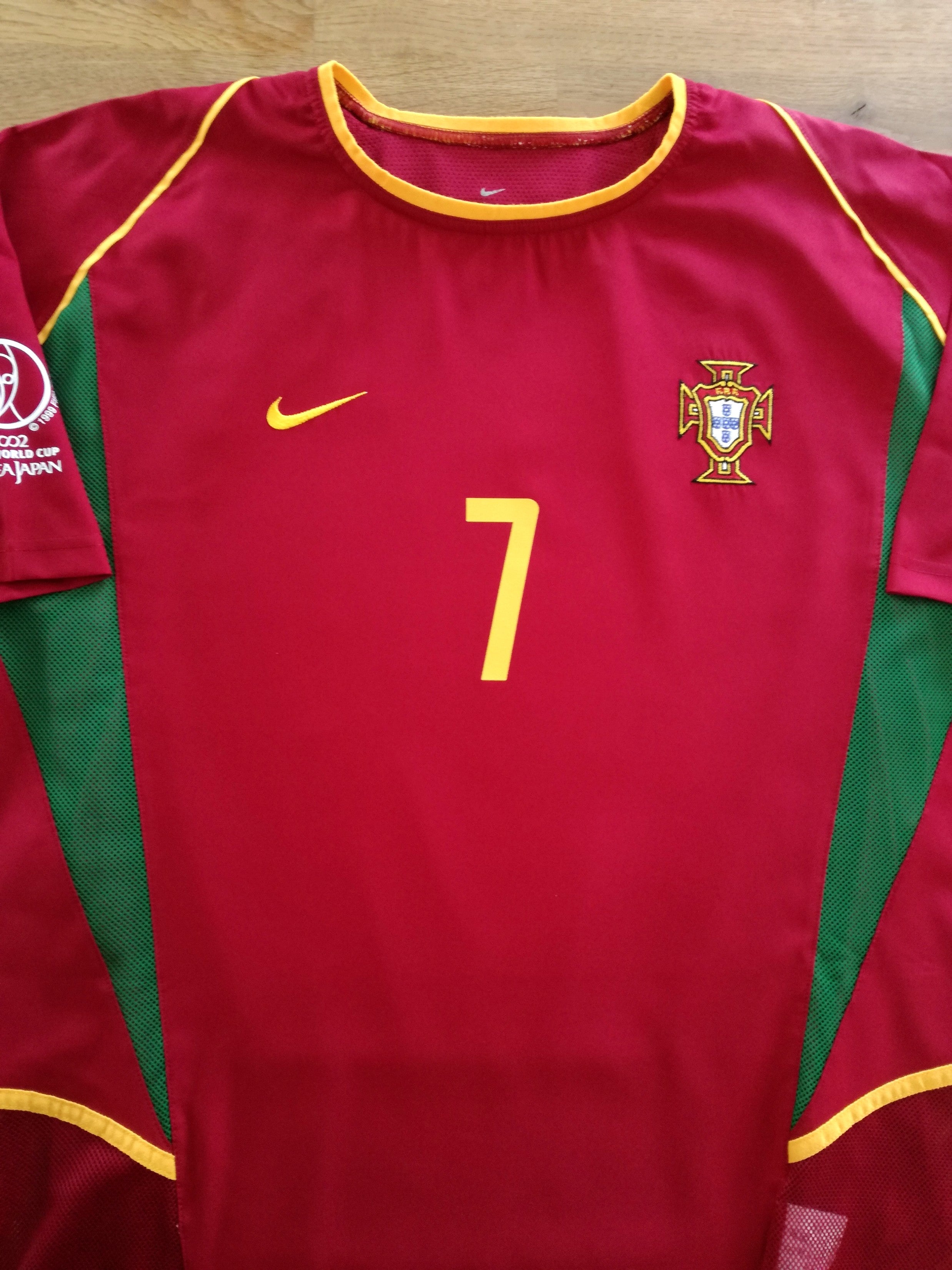 2002 Portugal Home World Cup Player Issue Football Shirt Figo #7