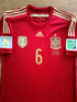 2014 Spain Home Match Issue (vs Chile) Adizero Football Shirt Iniesta #6