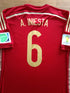 2014 Spain Home Match Issue (vs Chile) Adizero Football Shirt Iniesta #6