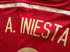 2014 Spain Home Match Issue (vs Chile) Adizero Football Shirt Iniesta #6 (XL)