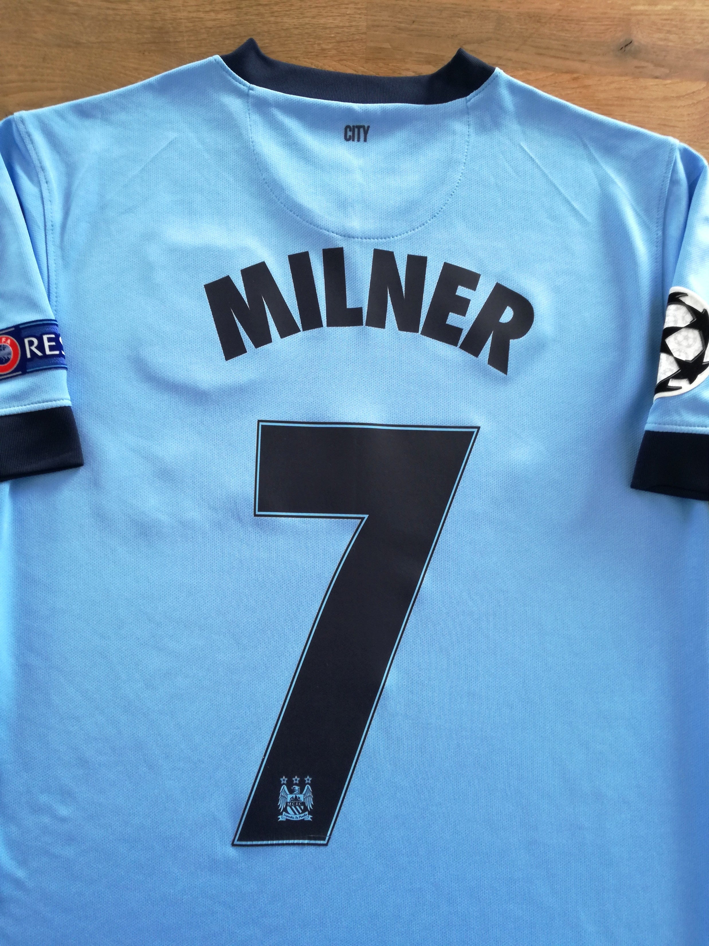 2014/15 Man City Home Champions League Football Shirt Milner #7 (S)