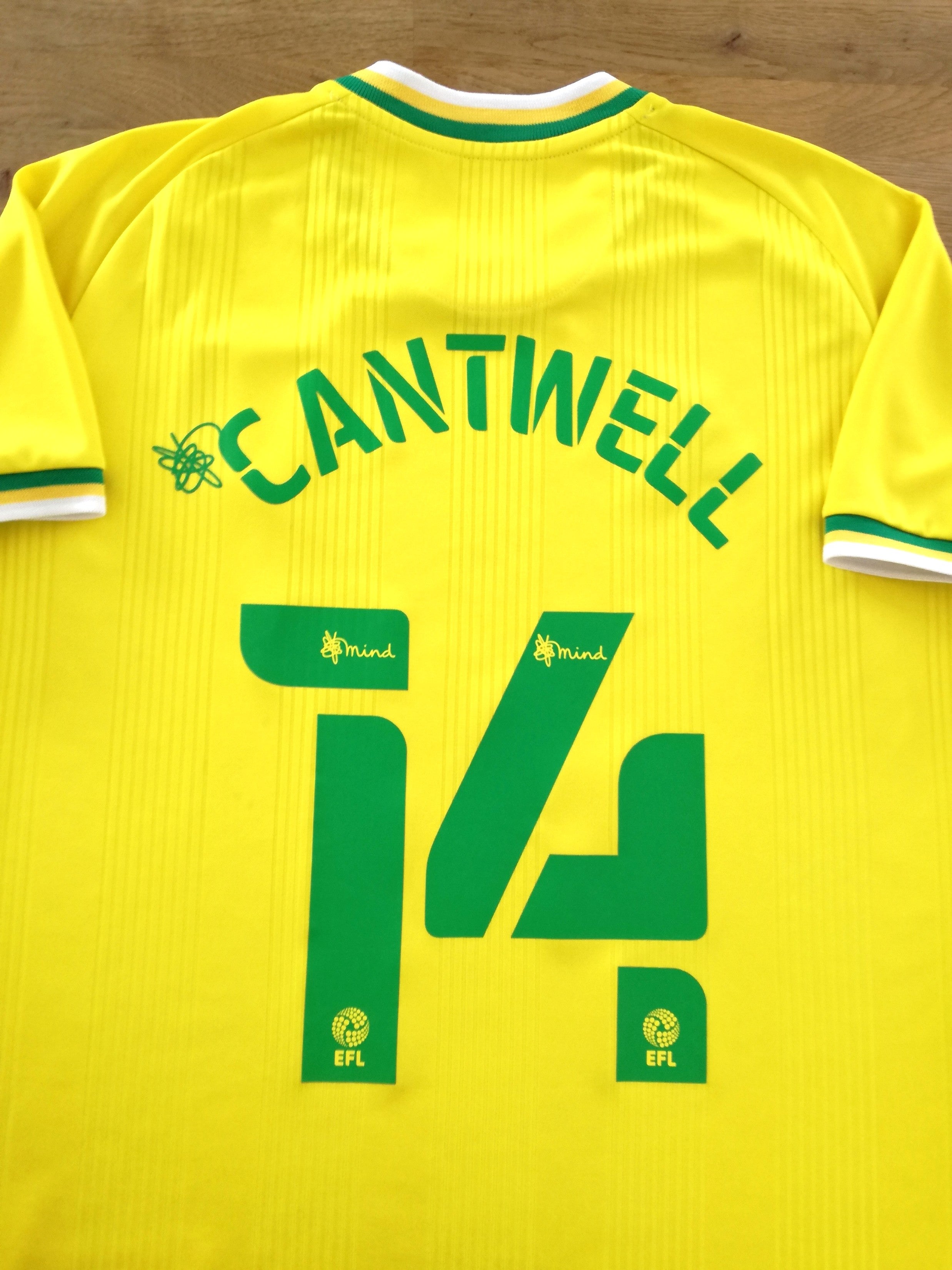 2020/21 Norwich City Home Football League Shirt Cantwell #14