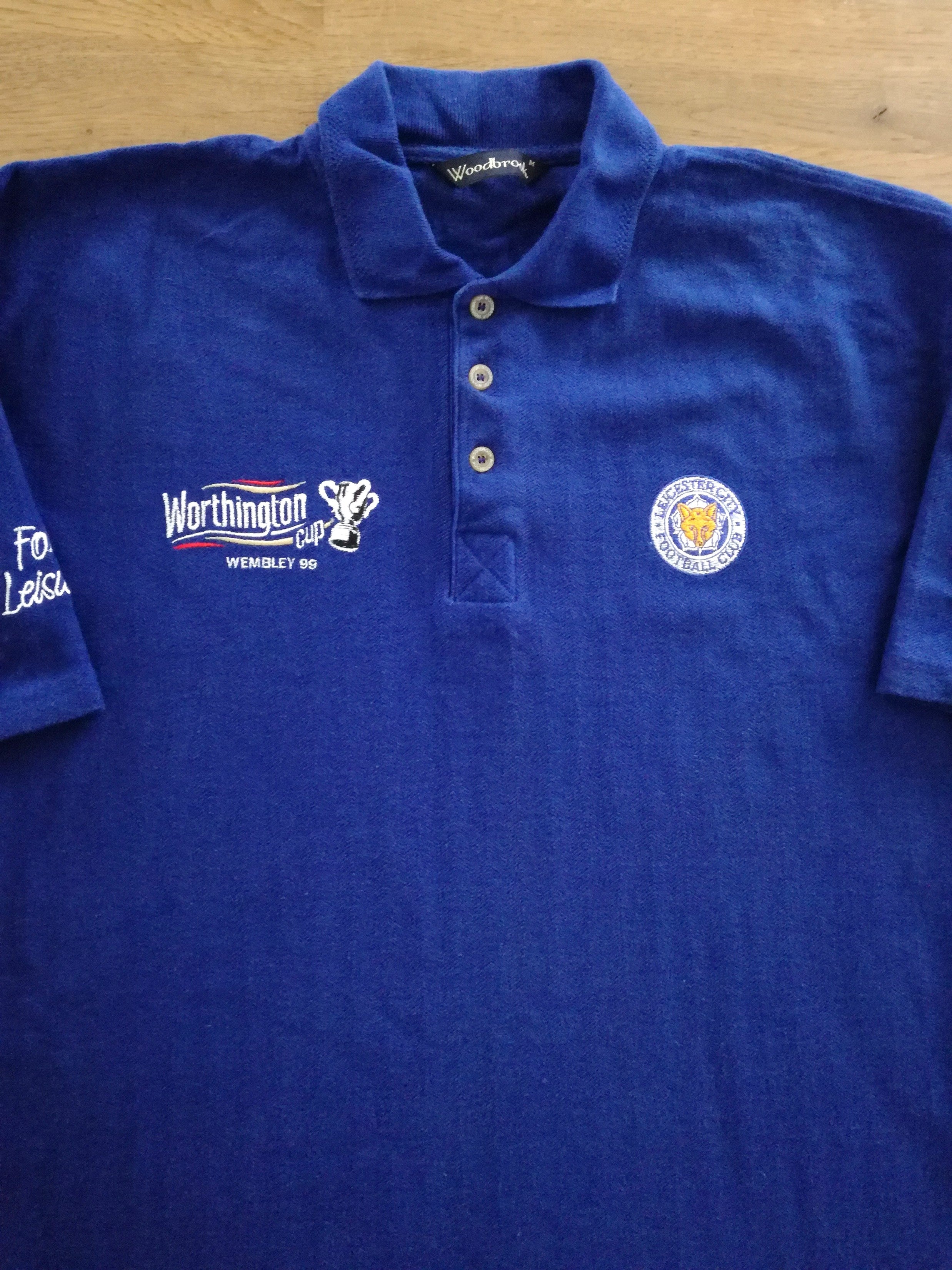 1999 Leicester City Worthington Cup Final Player Issue Polo T-Shirt