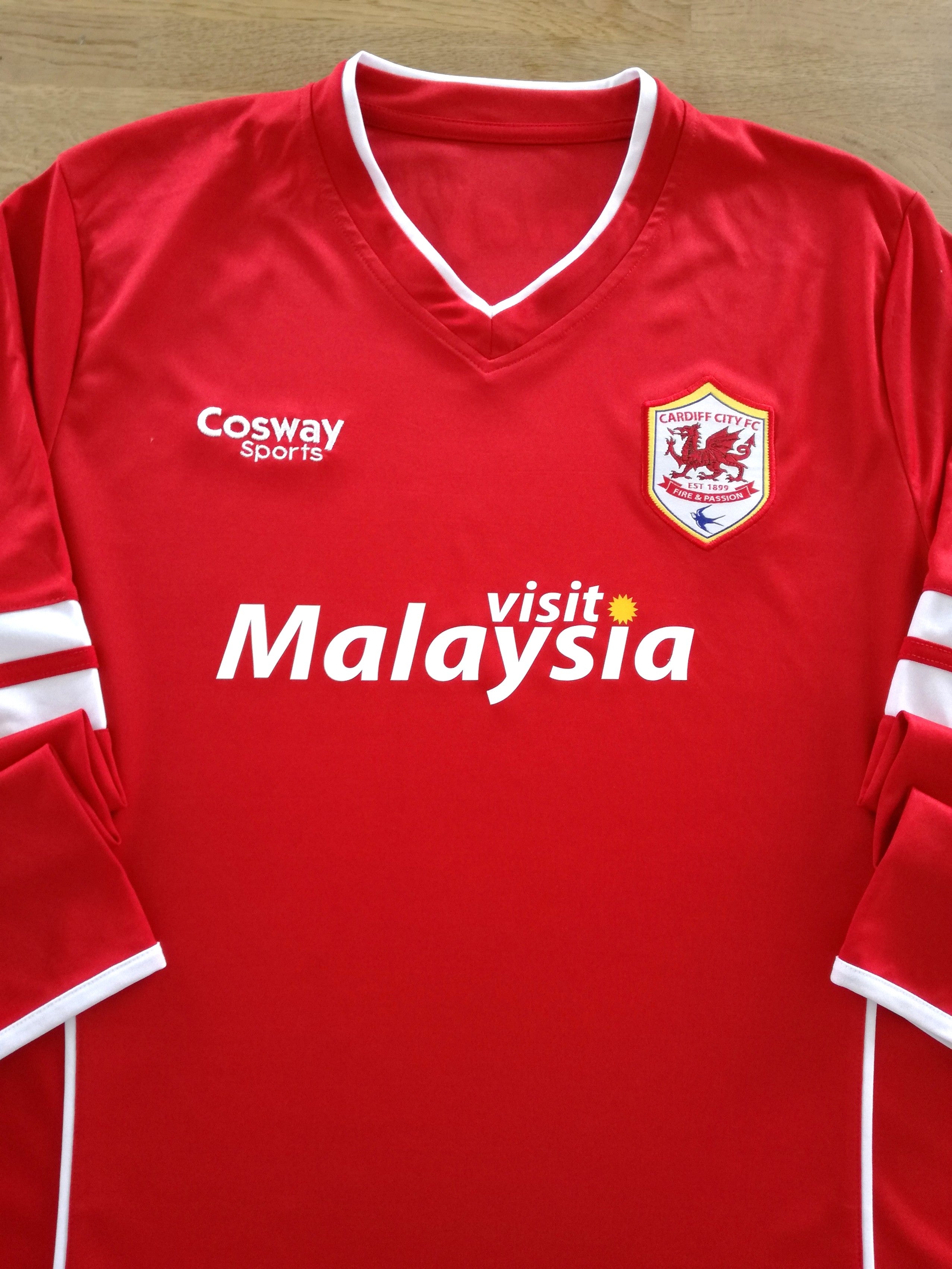 2014/15 Cardiff City Home Log Sleeve Football Shirt