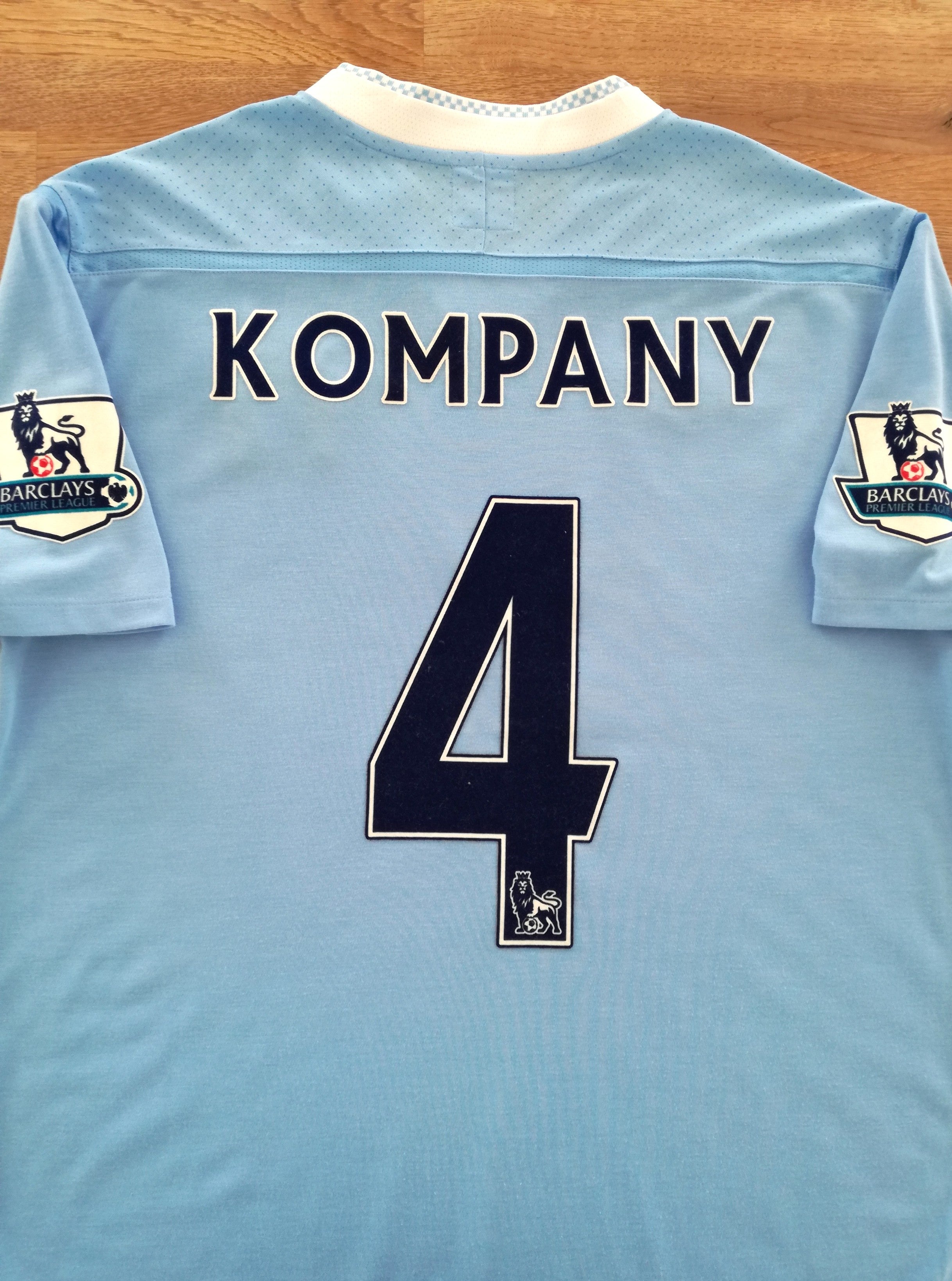 2011/12 Man City Home Premier League Football Shirt Kompany #4