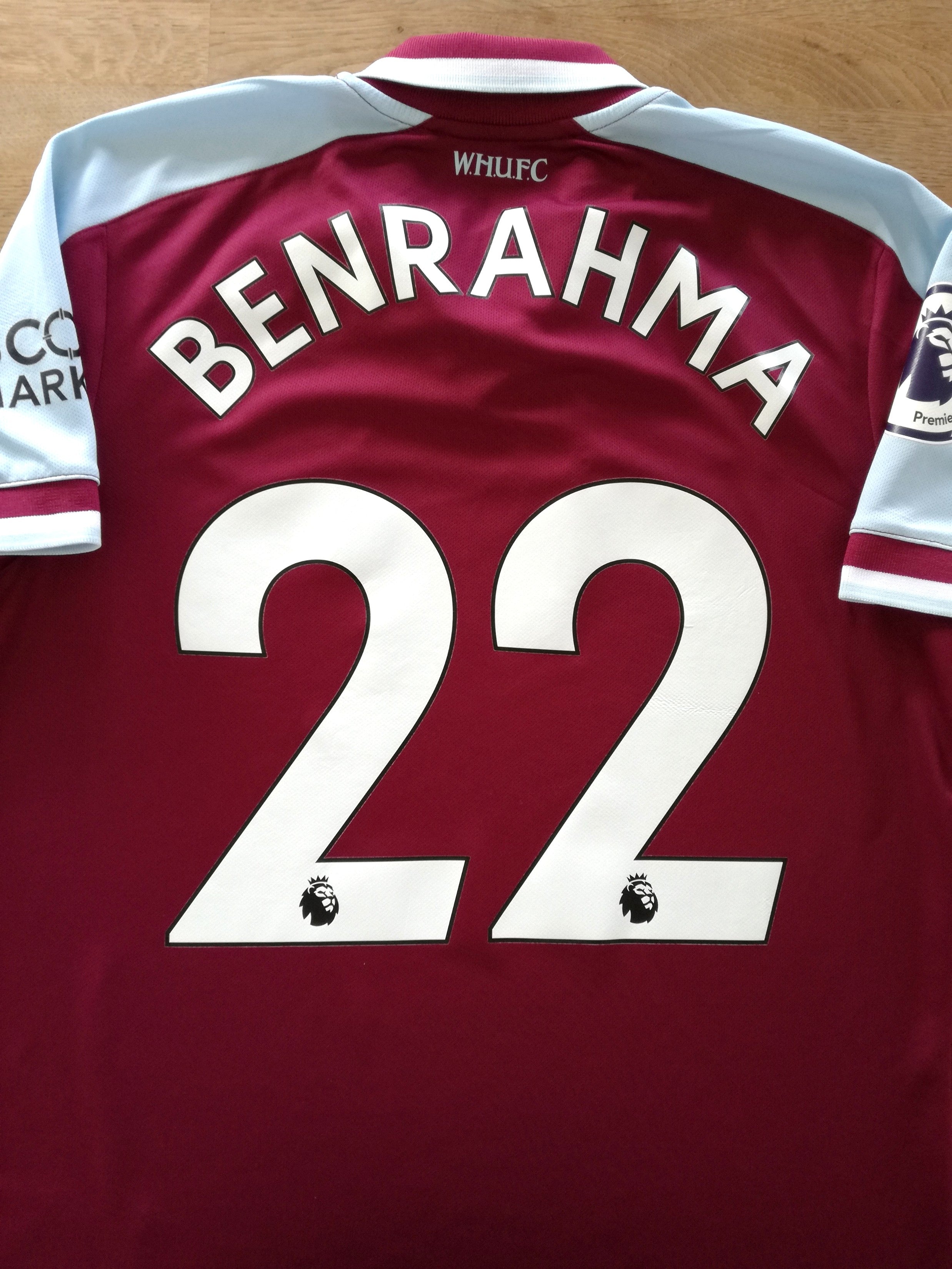 2021/22 West Ham Home Premier League Football Shirt Benrahma #22