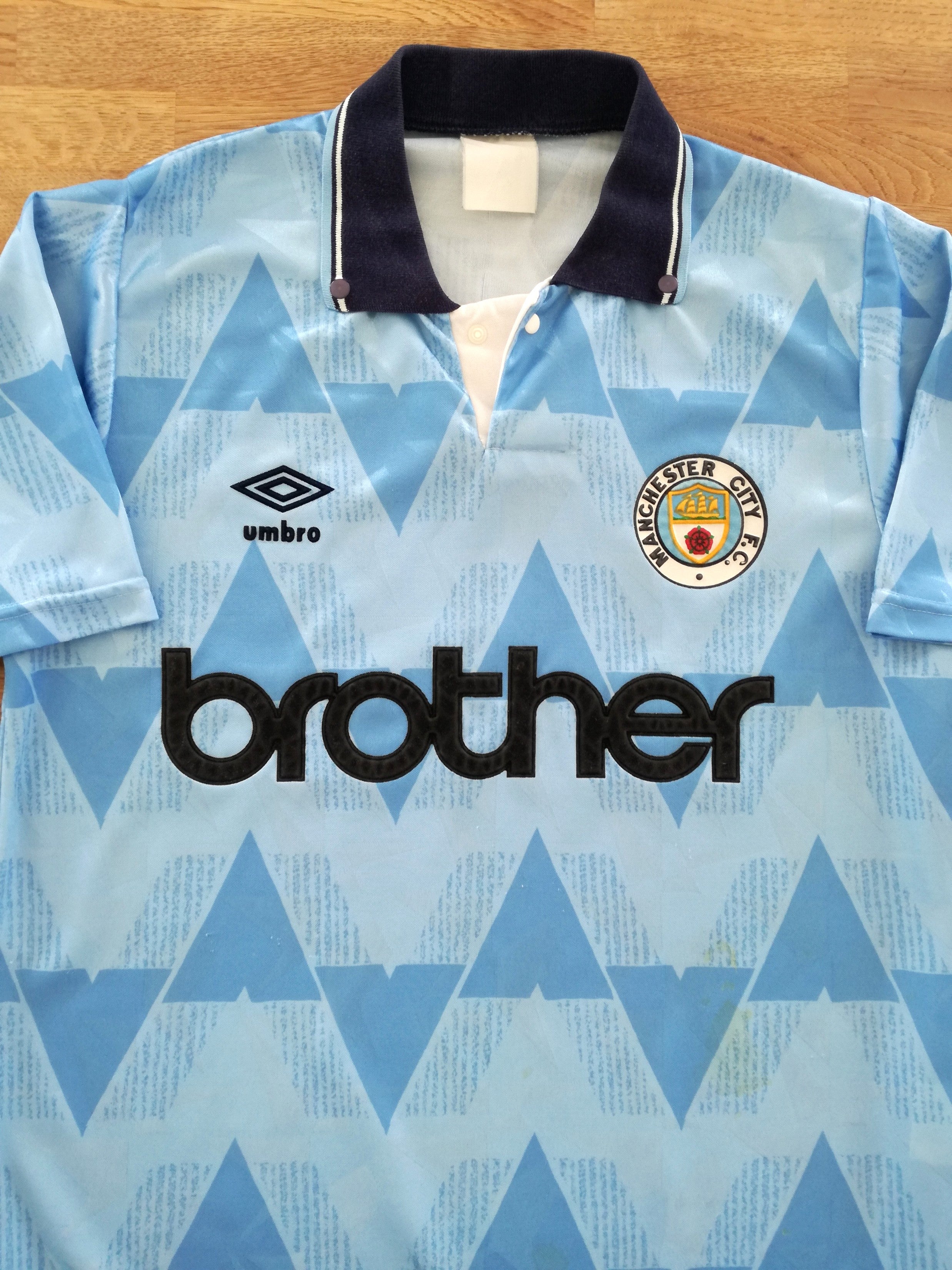 1989/90 Man City Home Football Shirt