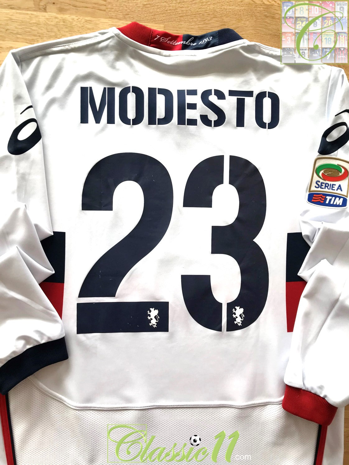 2010/11 Genoa Away Serie A Football Shirt. Modesto #23 (L)