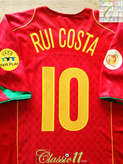 2004 Portugal Home European Championship Football Shirt Rui Costa #10 (XL)