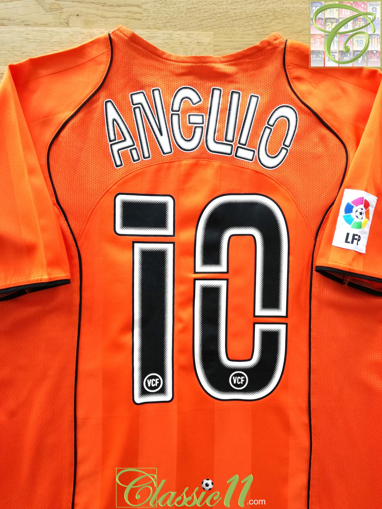 2004/05 Valencia Away La Liga Football Shirt Angulo #10 (Kids)