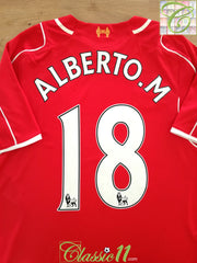 2014/15 Liverpool Home Premier League Football Shirt Alberto. M #18 (M)