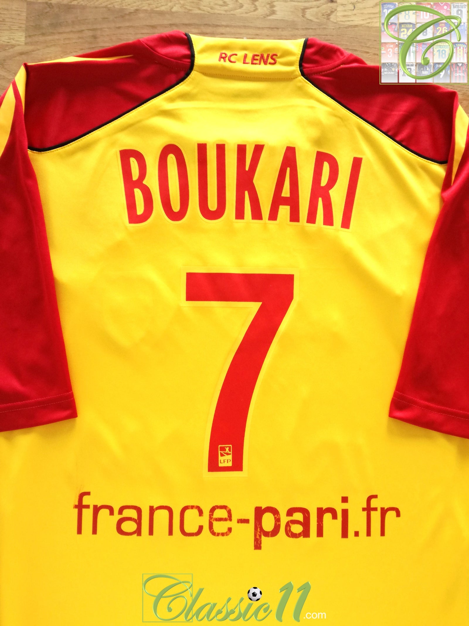 2010/11 Lens Home Ligue 1 Player Issue Football Shirt Boukari #7