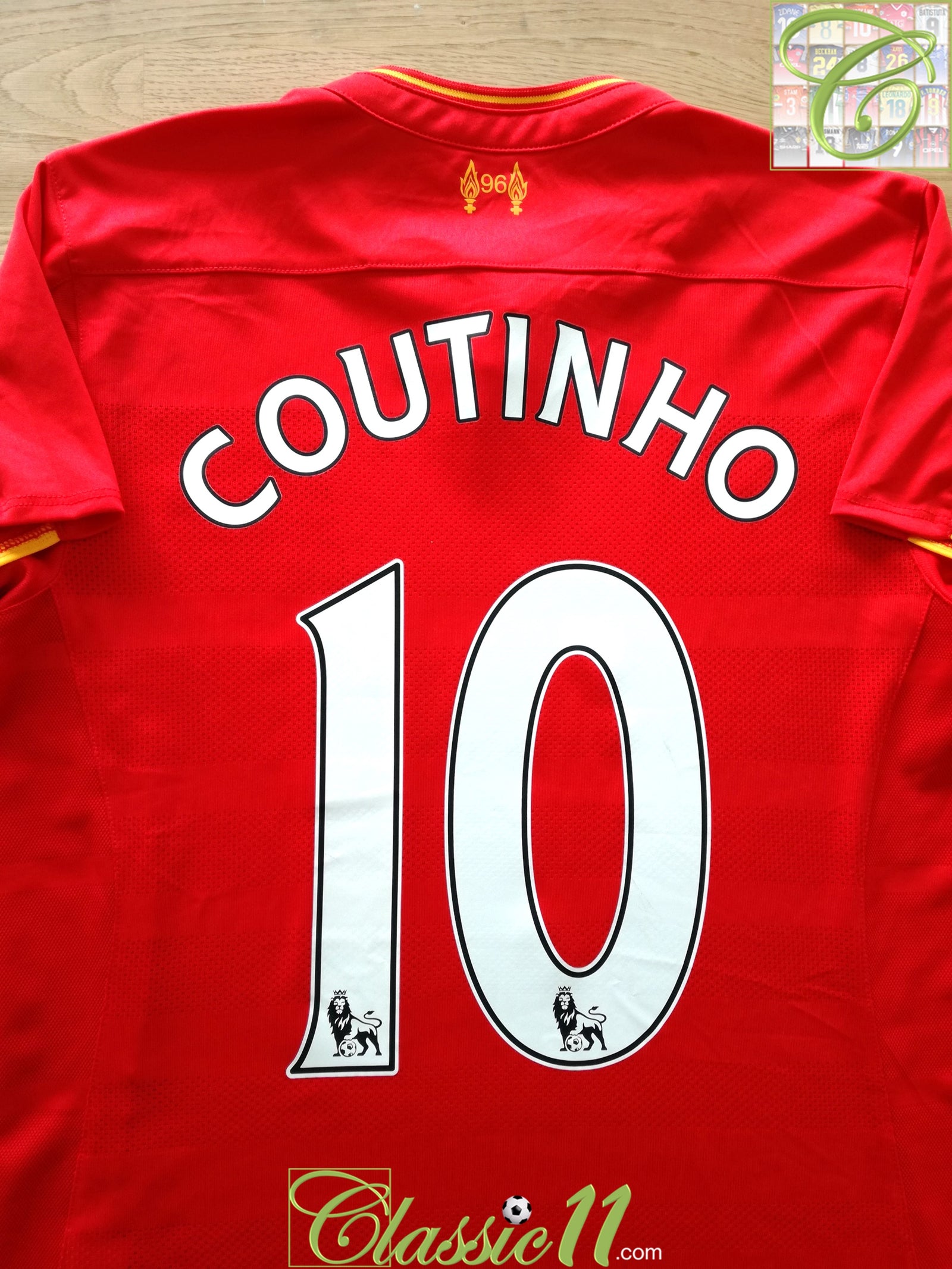 2016/17 Liverpool Home Premier League Football Shirt Coutinho #10 (W) (Size 12)