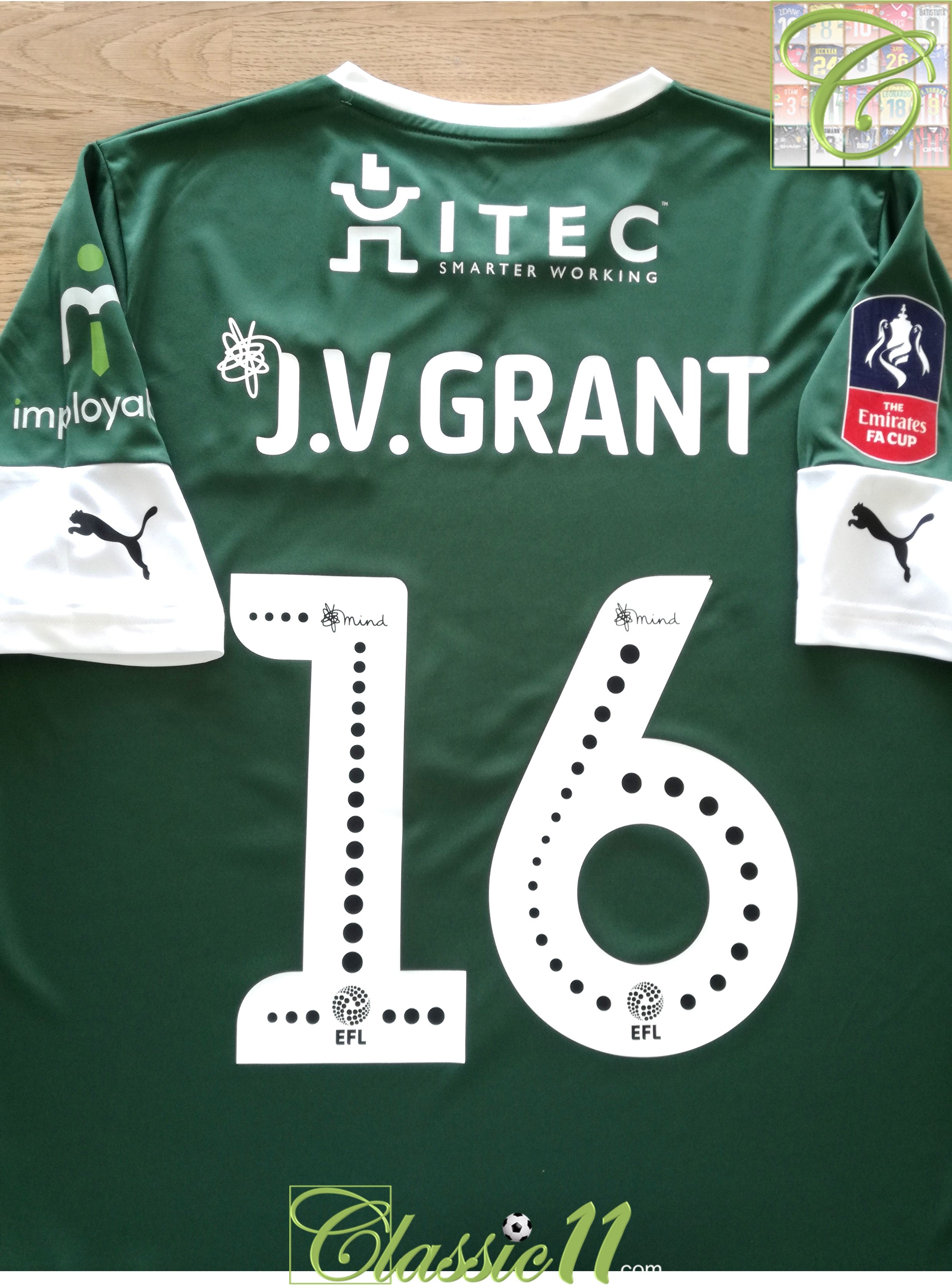 2019/20 Plymouth Argyle Home FA Cup Match Issue Football Shirt Grant #16 (M)