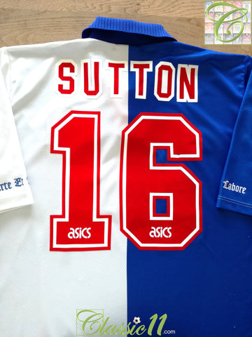 1994/95 Blackburn Rovers Home 'Champions' Football Shirt Sutton #16