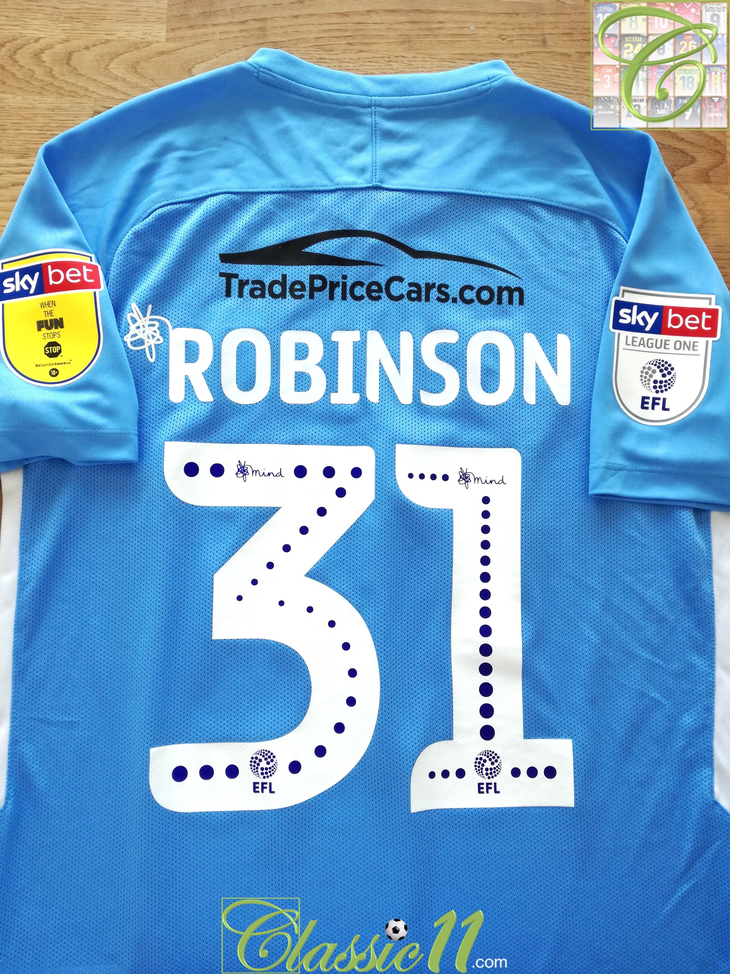 2018/19 Southend United Away Match Worn Football Shirt Robinson #31 (M)