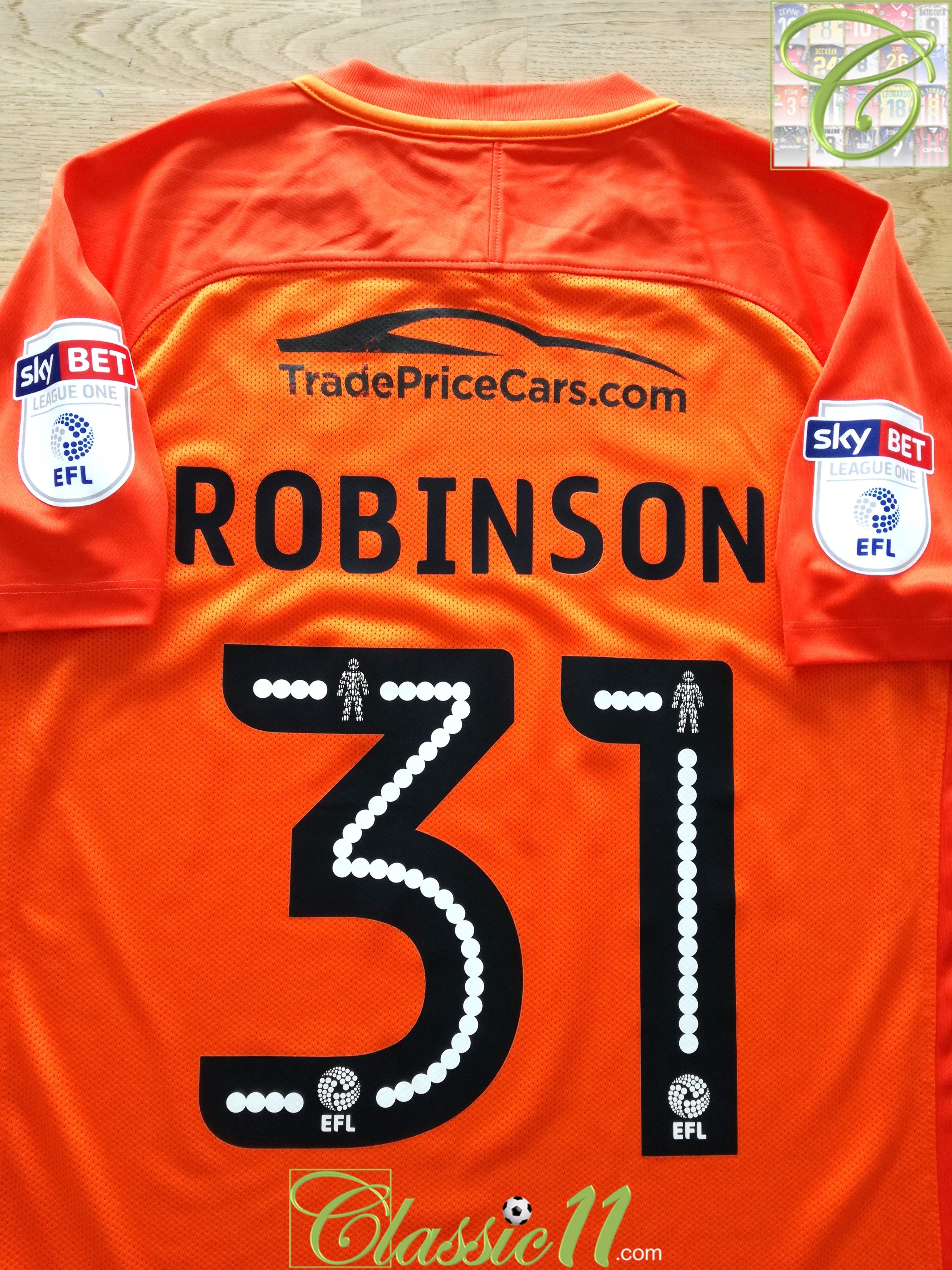 2017/18 Southend United Away Match Worn Football Shirt Robinson #31 (M)