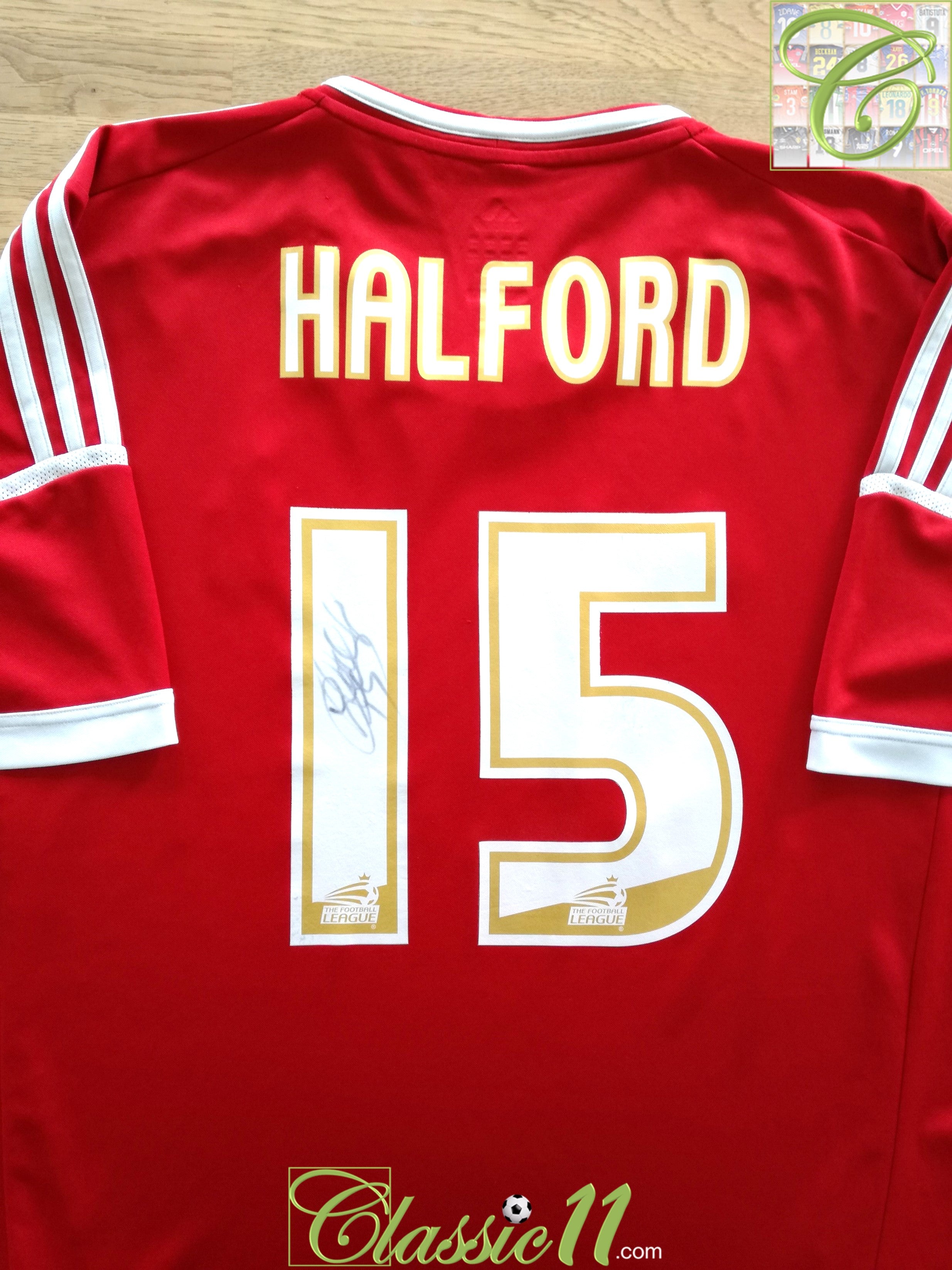 2013/14 Nottingham Forest Home Football League Shirt Halford #15 (Signed) (XXL)