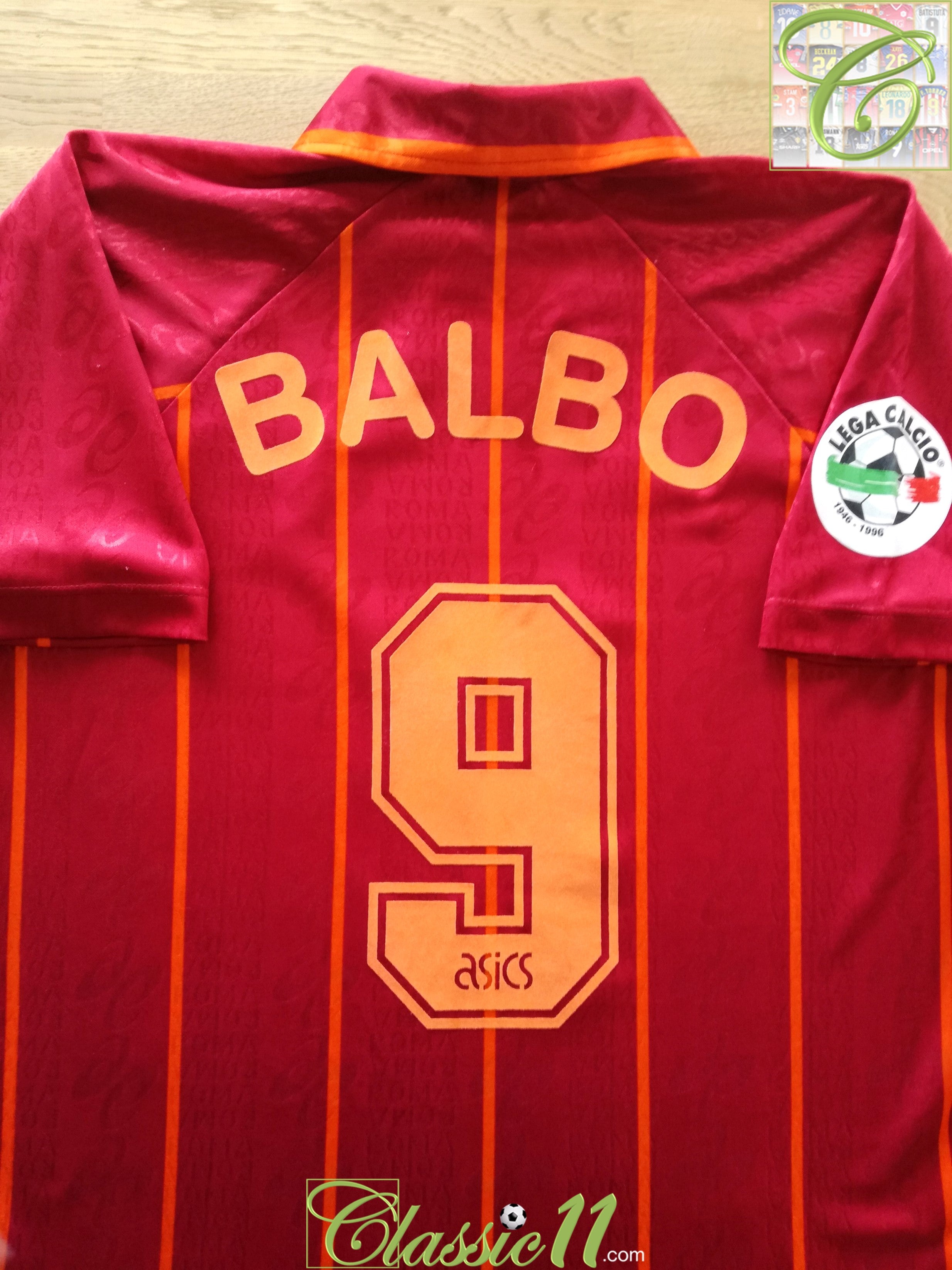 1996/97 Roma Home Serie A Football Shirt Balbo #9 (XL)