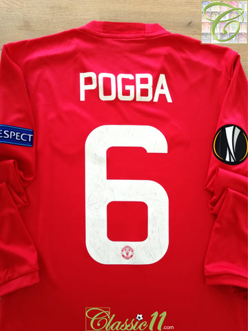 2016/17 Man Utd Home Europa League Long Sleeve Football Shirt Pogba #6