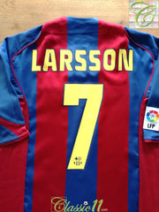 2004/05 Barcelona Home La Liga Football Shirt Larsson #7