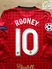 2012/13 Man Utd Home Champions League Long Sleeve Football Shirt Rooney #10
