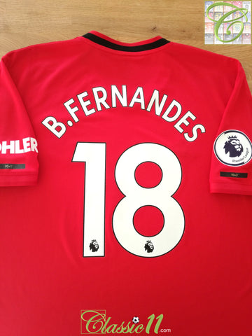 2019/20 Man Utd Home Premier League Football Shirt B.Fernandes #18