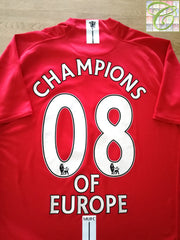 2007/08 Man Utd Home Football Shirt 'Champions of Europe 08'