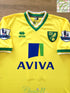 2011/12 Norwich City Home Premier League Match Worn (vs Man City) Football Shirt Surman #11 (L)