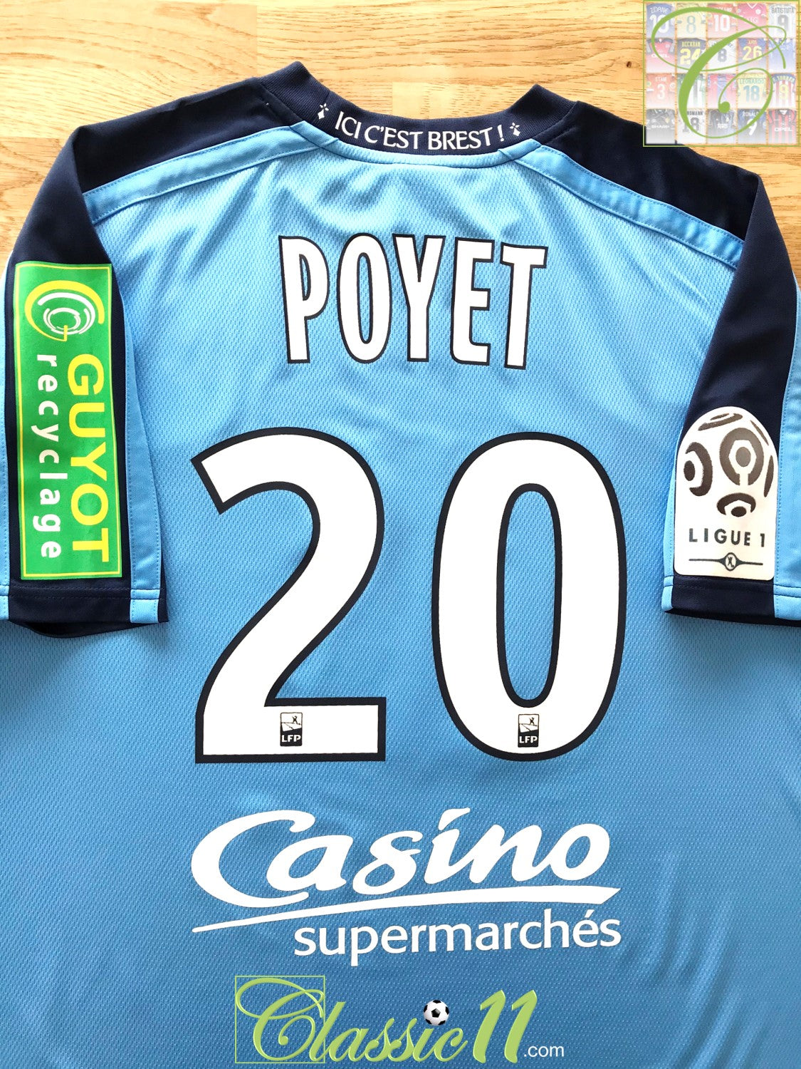 2010/11 Stade Brestois 3rd Ligue 1 Player Issue Football Shirt Poyet #20 (M)