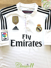 2014/15 Real Madrid Home World Club Champions Football Shirt (XS)