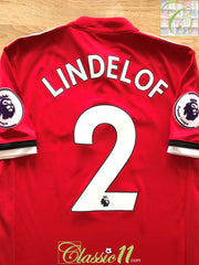 2017/18 Man Utd Home Premier League Football Shirt Lindelof #2 (XS)