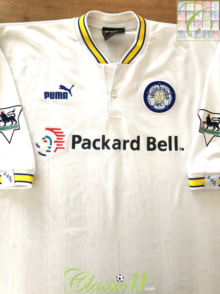 1996/97 Leeds United Home Premier League Football Shirt Sharpe #7